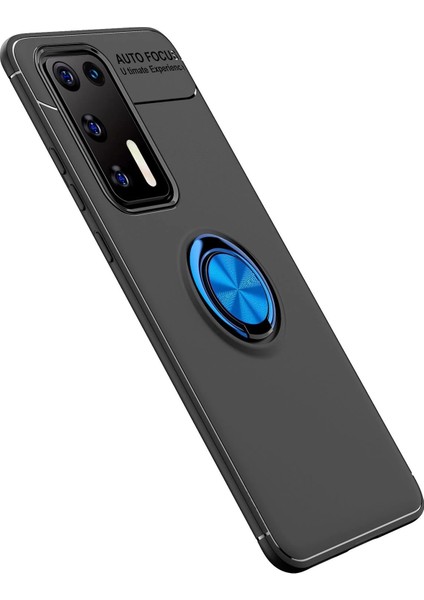 Huawei P40 Kılıf Range Yüzüklü Silikon - Siyah-Mavi Arbkd fiyatları