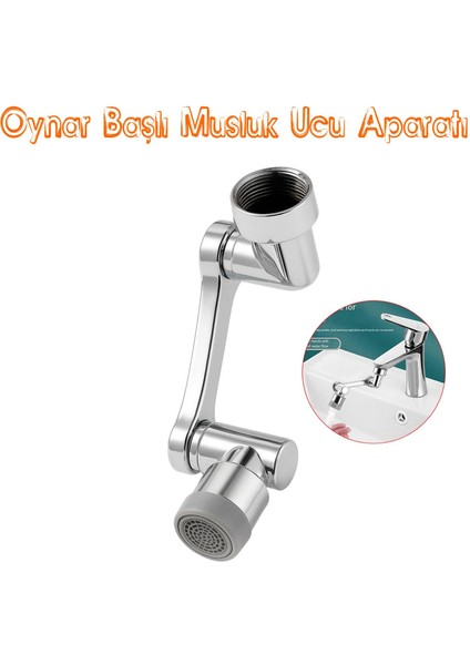 Evye Musluk Başlığı 180° Döner Perlatörlü Esnek Su Tasarruflu Krom Mutfak Bataryası Adaptör Musluk