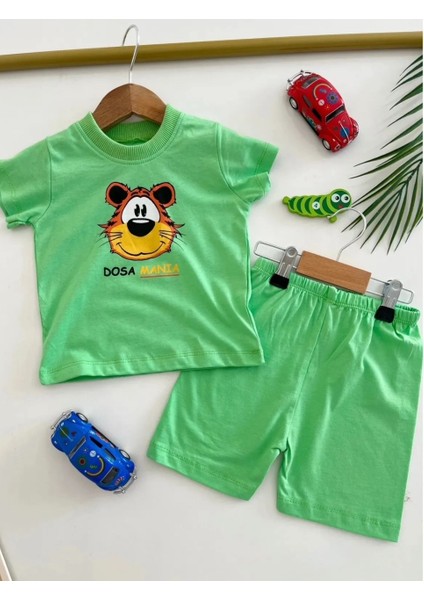 Dosa Mania Baskılı Açık Yeşil Alt-Üst Erkek Takım %100 Pamuk