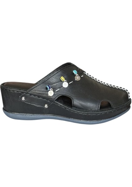 25Y NBL07 Siyah Kadın Hakiki Deri Günlük Terlik fiyatları