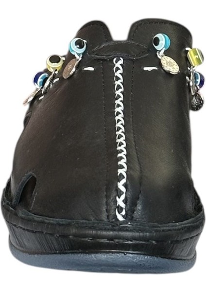 25Y NBL07 Siyah Kadın Hakiki Deri Günlük Terlik fırsatları