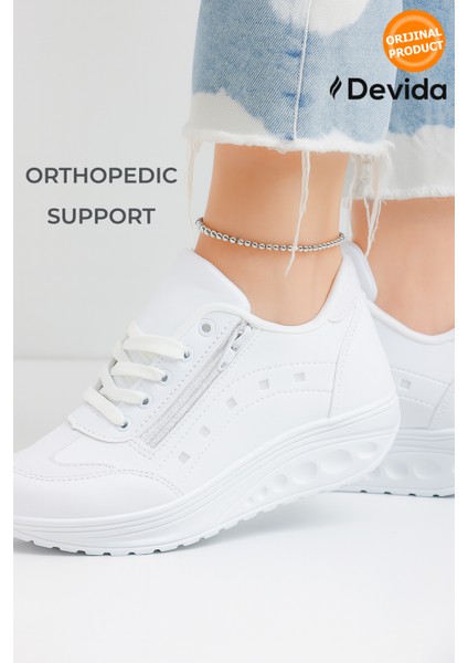 Kadın Beyaz Spor Ayakkabı 6 Cm Yüksek Rahat Taban Günlük Sneaker X300 fiyatları