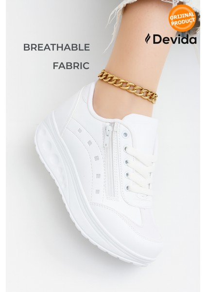 Kadın Beyaz Spor Ayakkabı 6 Cm Yüksek Rahat Taban Günlük Sneaker X300 modelleri