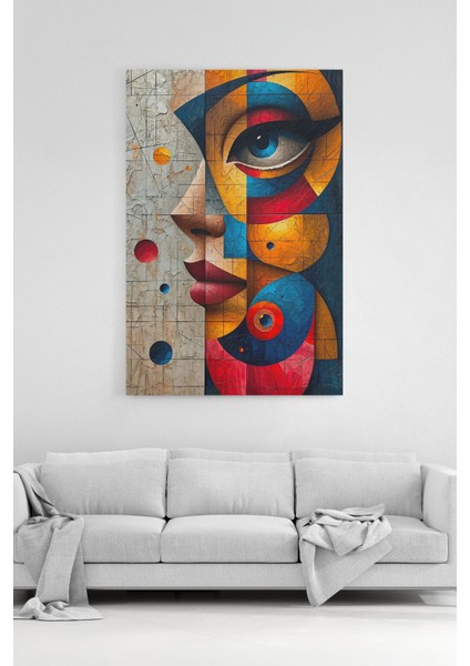 Soyut Kübik Kadın Portresi Kanvas Tablo Modern Sanat Duvar Dekoru %100 Pamuk Kanvas