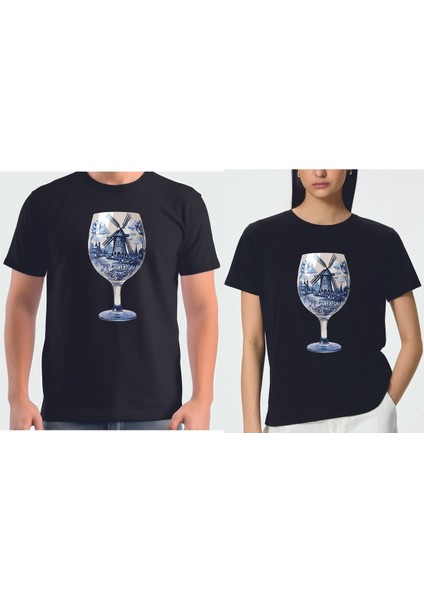 Ünisex %100 Pamuklu A+++ Kalite Süprem Şarap Kadehi Baskılı Regular Kalıp Tshirt