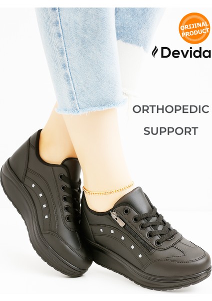 Kadın Siyah Spor Ayakkabı 6 Cm Yüksek Rahat Taban Sneaker X300 fiyatları