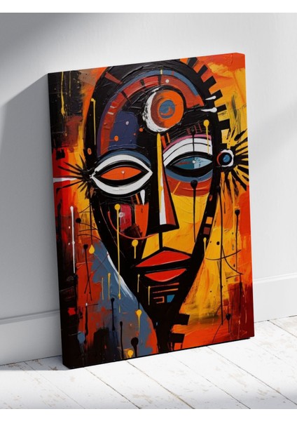 Soyut Afrika Maskesi Temalı Kanvas Tablo Modern Sanat Duvar Dekoru %100 Pamuk Kanvas modelleri