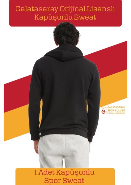 Orijinal Lisanslı Büyük Logo Kapüşonlu Siyah Erkek Sweat fiyatları