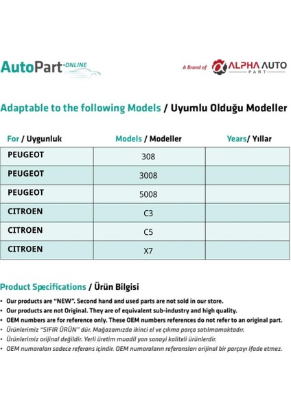 Peugeot, Citroen için 10'lu Toz Fitil Klips fiyatları