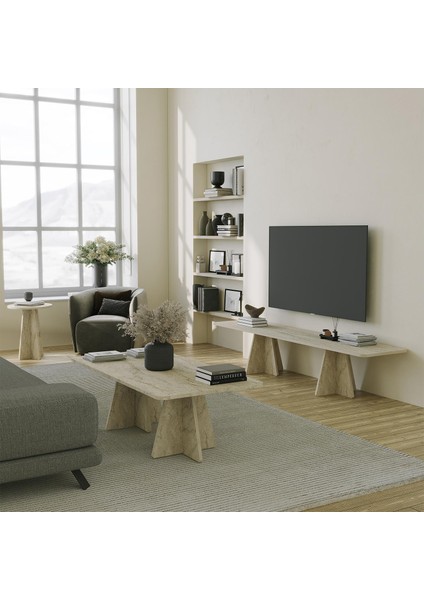 - Mushroom Tv Sehpası / Traverten Desen fırsatları
