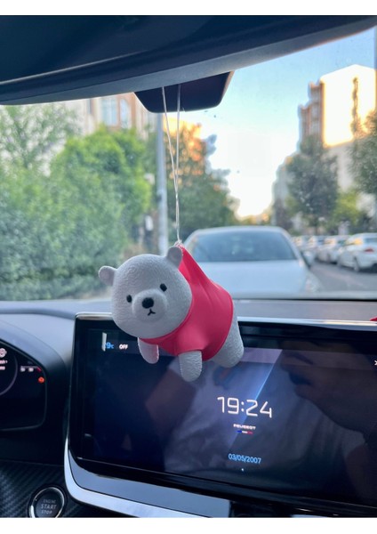 Sevimli Ayıcık Şeker Pembe Araba Ayna Süsü - Dikiz Aynası Süsü Tasarım