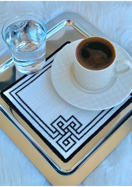 Siyah Çerçeveli Kaneviçe Sunum Peçetesi,kokteyl Peçetesi,Kahve Bardak Altlığı fiyatları
