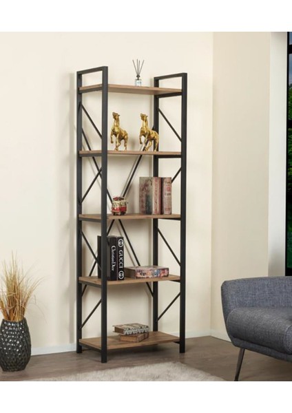 5 Raflı Yanları Çapraz 180X60 Kitaplık