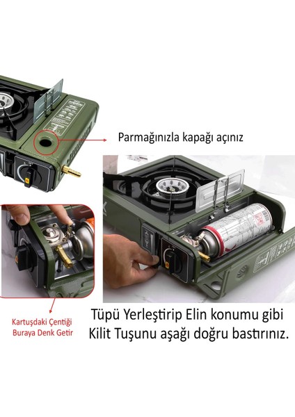 Taşınabilir Portatif Kamp Ocağı Tekli Tek Gözlü Kartuşlu Piknik Tüp Bağlantılı Gezi Ocak Gri Renk fırsatları