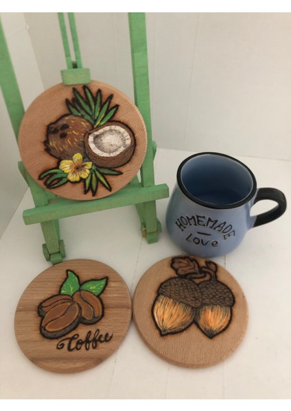 El Yakması Ahşap Bardak Altlığı