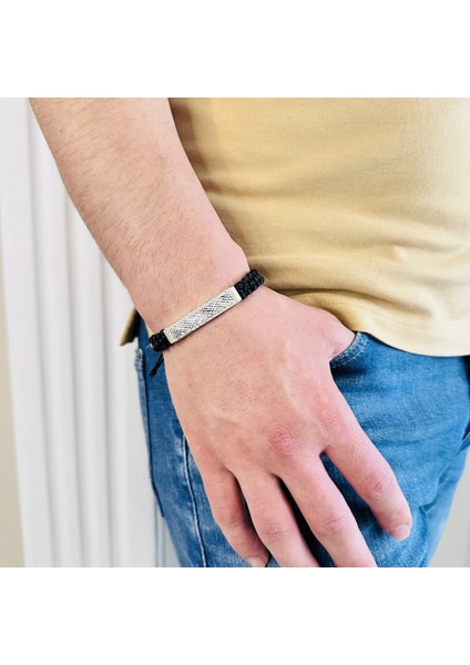 Gümüş Erkek BILEKLIK,14K Beyaz Altın Kaplama,ışıltılı Desen El Örgüsü Bileklik,şık Hediye modelleri