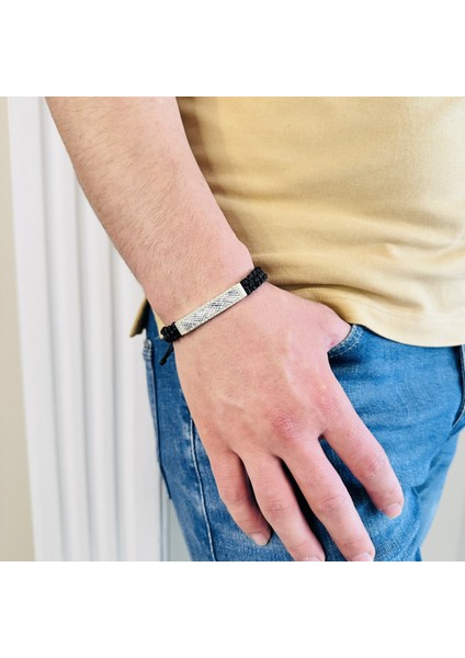 Gümüş Erkek BILEKLIK,14K Beyaz Altın Kaplama,ışıltılı Desen El Örgüsü Bileklik,şık Hediye fırsatları