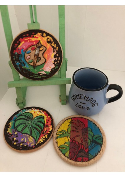 El Yakması Ahşap Bardak Altlığı