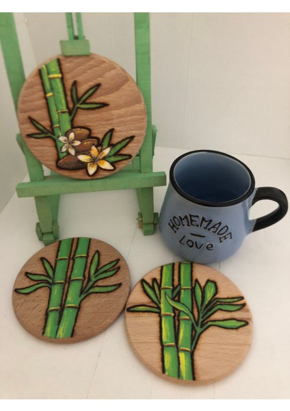 El Yakması Ahşap Bardak Altlığı