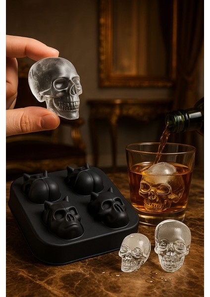 Kurukafa Şeklinde Silikon Buz Kalıbı – 8’li Set