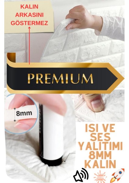 70X38CM Kalın Dolgulu Isı ve Ses Yalıtımlı Kendinden Yapışkanlı Duvar Paneli