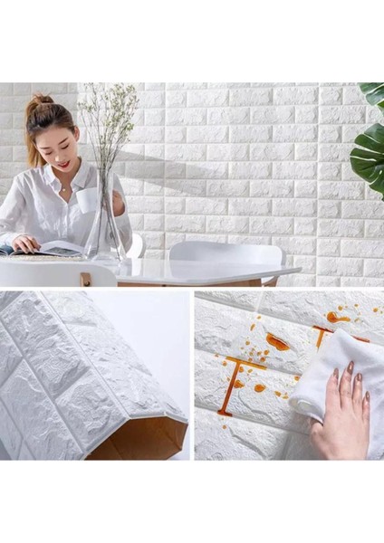 70X38CM Kalın Dolgulu Isı ve Ses Yalıtımlı Kendinden Yapışkanlı Duvar Paneli