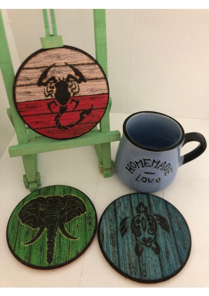 El Yakması Ahşap Bardak Altlığı