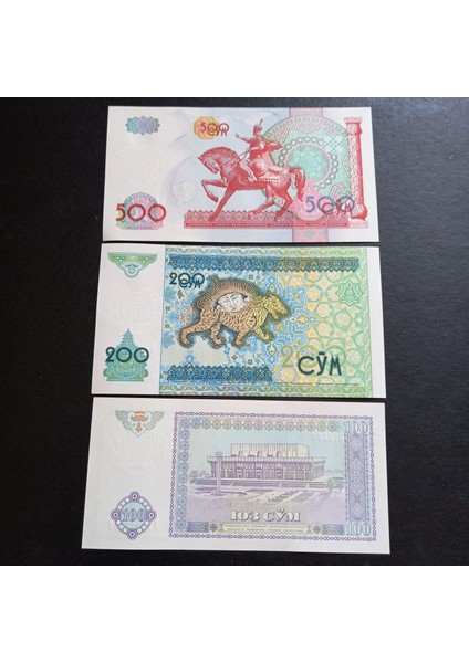 39963687868C59E669 Özbekistan 100/200/500 Som Çil Yabancı Kağıt Para