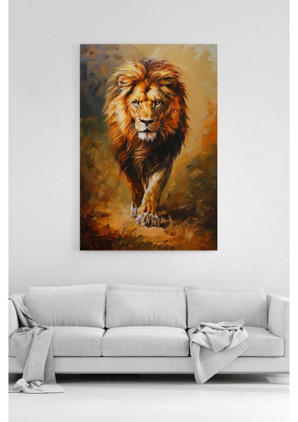 Aslan Portresi Kanvas Tablo Yaban Hayatı Sanatı Duvar Dekoru %100 Pamuk Kanvas