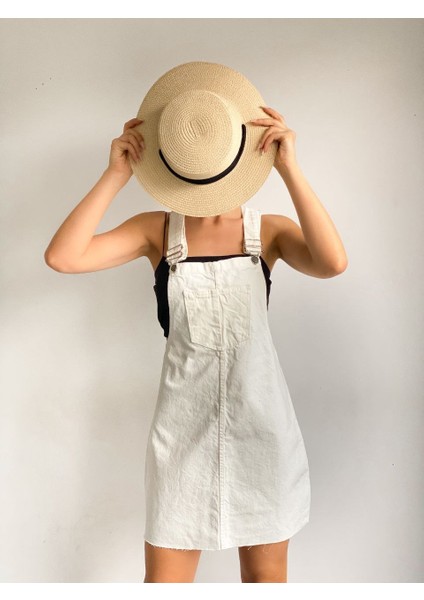 Artsviva Askılı Denim Salopet Etek