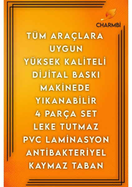 -Vıp- Lüx Dekoratif Desenli Oto Paspas Takımı Yıkanabilir Üniversal 4'lü Takım fırsatları