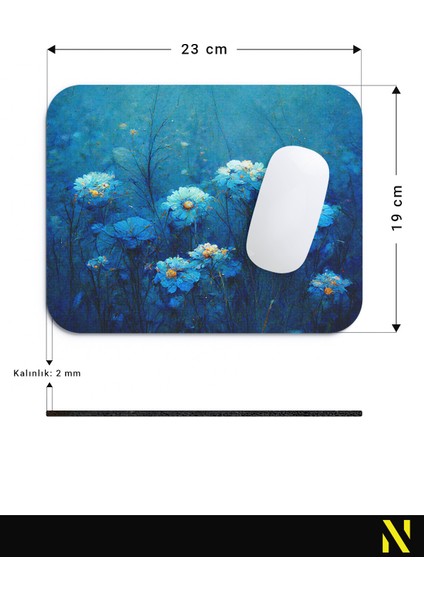 Çiçek Desenli Renkli Ergonomik Mouse Pad - 23 cm x 19 cm - Kaydırmaz Taban Ev ve Ofis Kullanımı Için Ideal Fare Altlığı Mousepad