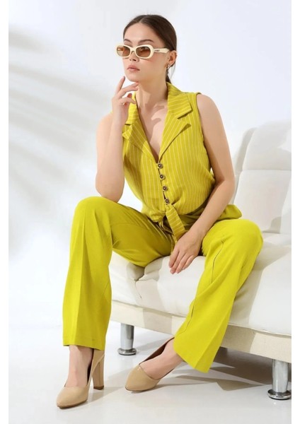 Çizgili Crop Gömlek Ikili Takım