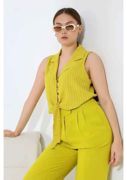 Çizgili Crop Gömlek Ikili Takım modelleri