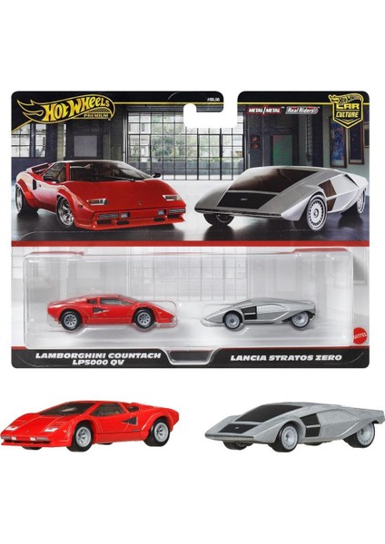 1:64 Hot Wheels Premium Car Culture 2'li Paket Lamborghını Countach LP5000 Qv & Lancıa Stratos Zero HBL96 - JBL02