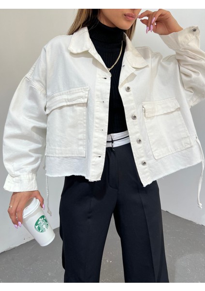 Geniş Cepli Oversize Püsküllü Denim Ceket fiyatları