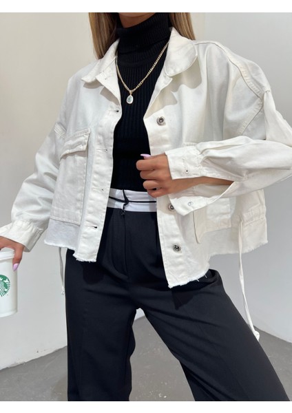 Geniş Cepli Oversize Püsküllü Denim Ceket modelleri
