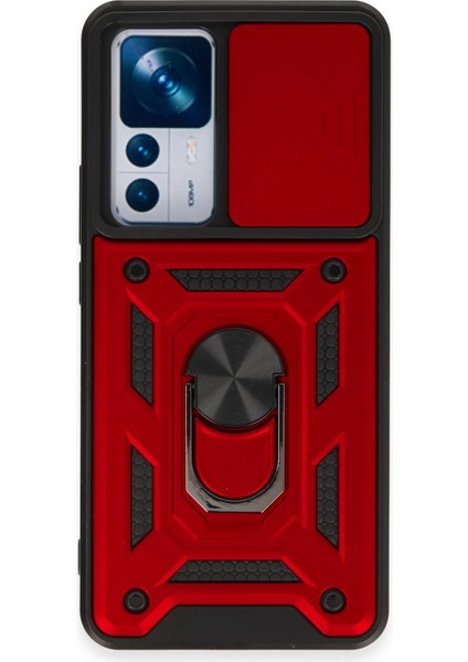 Xiaomi Mi 12T Pro Kılıf Pars Lens Yüzüklü Silikon - Kırmızı Arbkd