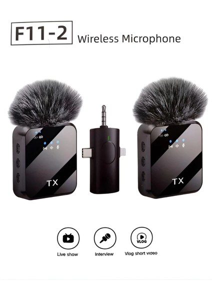 Kablosuz Yaka Mikrofonu Çiftli Mikrofon Type-C/lightning Portlu Röportaj fırsatları