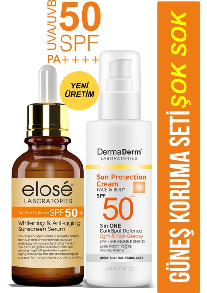 Bitkisel SPF 50+ Güneş Kremi Ve Leke Karşıtı Güneş Koruma Serumu 2'li Set