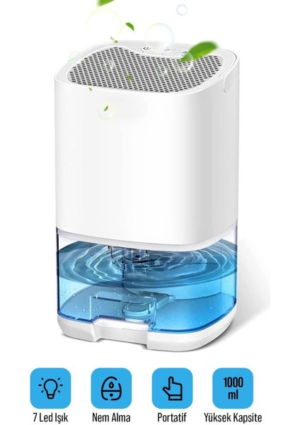 1000ML Su Hazneli LED Işıklı Nem Alma Cihazı