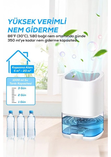 1000ML Su Hazneli LED Işıklı Nem Alma Cihazı fiyatları