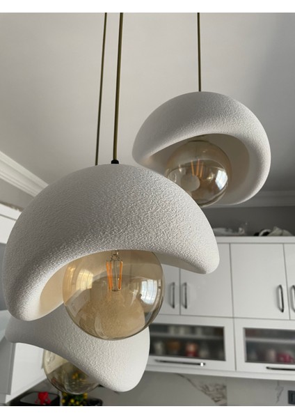 Beton Görünümlü Modern Şık Iskandinav Tarz 3 Başlıklı Avize (25CM) (Rustik Ampul Hediyeli) Nestvibe modelleri