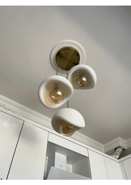 Beton Görünümlü Modern Şık Iskandinav Tarz 3 Başlıklı Avize (25CM) (Rustik Ampul Hediyeli) Nestvibe fırsatları