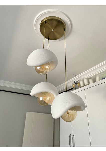 Beton Görünümlü Modern Şık Iskandinav Tarz 3 Başlıklı Avize (25CM) (Rustik Ampul Hediyeli) Nestvibe indirimleri