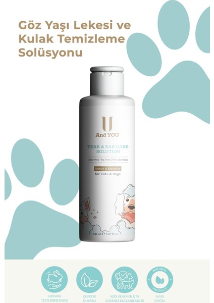 Göz Yaşı Lekesi ve Kulak Temizleme Solüsyonu 150 ml
