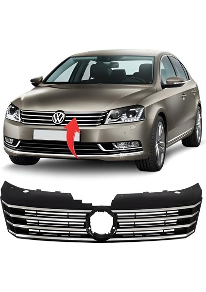 Vw Passat B7 2011-2015 Ön Panjur Krom Parlak Siyah 3AA853651