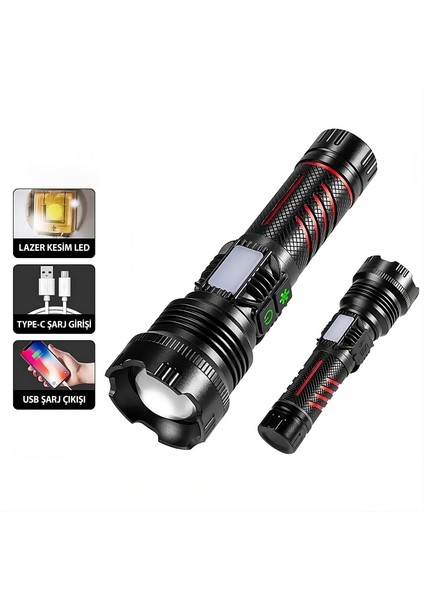 Argeus Şarjlı Zoomlu Metal El Feneri fırsatları
