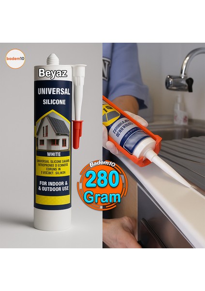 Genel Amaçlı Beyaz Universal Silikon 280 ml Iç Dış Mekan Kapı Pencere Uygun Su Geçirmez Sızdırmazlık