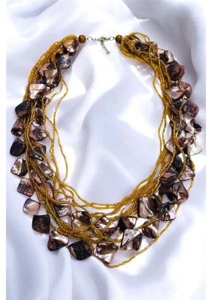 Sedef Doğaltaşlı Çoklu Boncuk Kolye